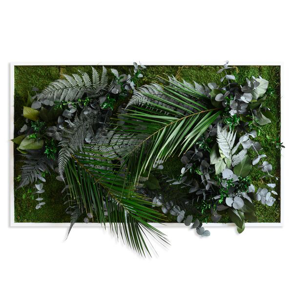 plant pictures with jungle design 100x60cm solid wood frame (white)