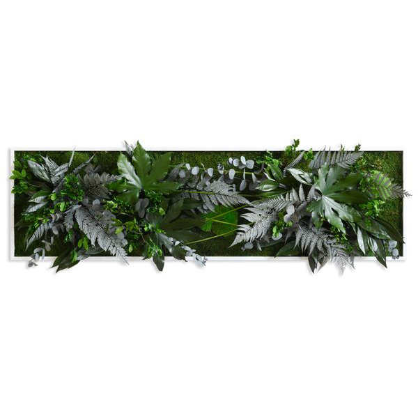 plant pictures with jungle design 140x40cm solid wood frame (white)